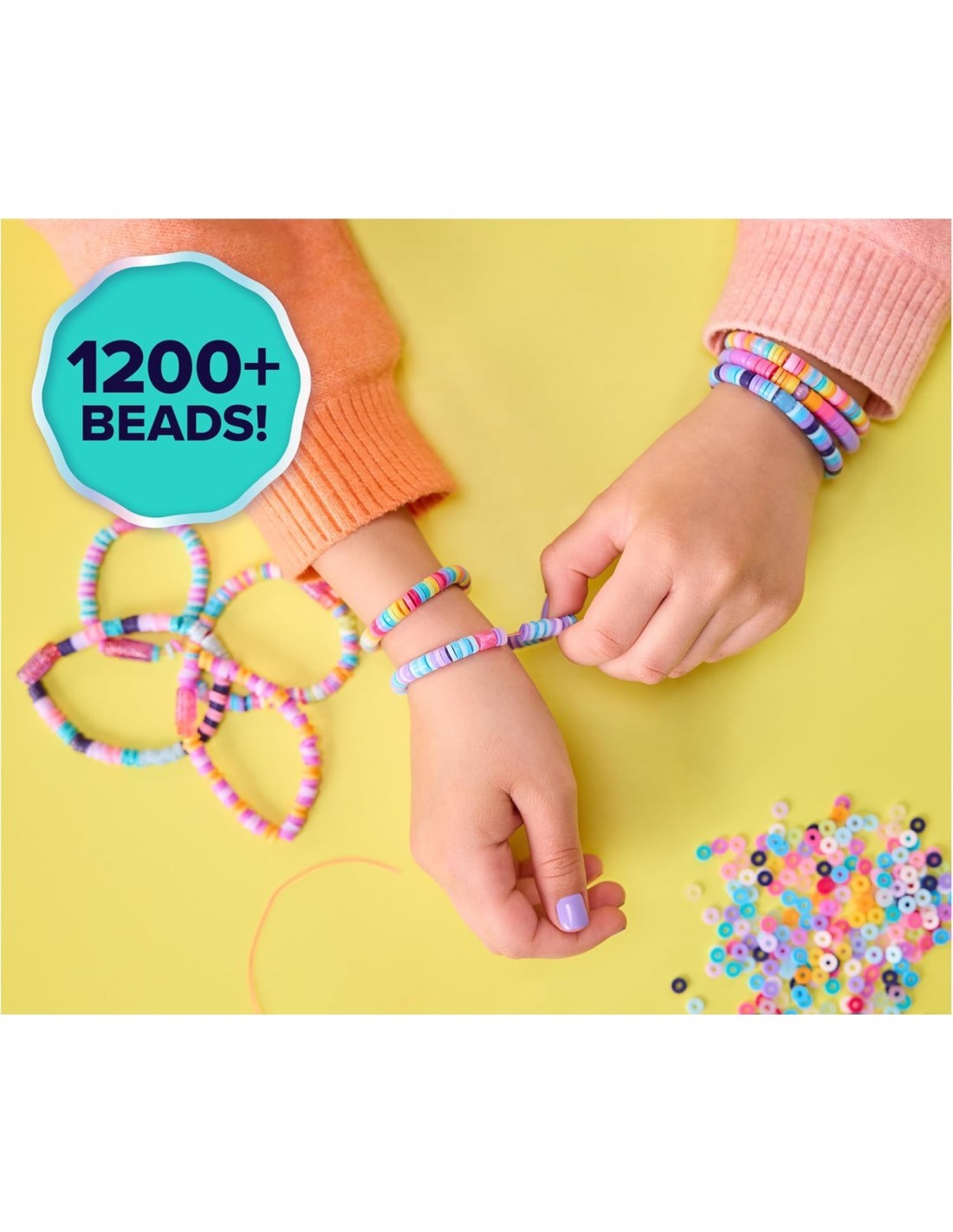 COOL MAKER KIT CREAZIONE BRACCIALETTI, +1200 PERLE, HEISHI, BRACCIALI FAI‑DA‑TE, 7+ ANNI