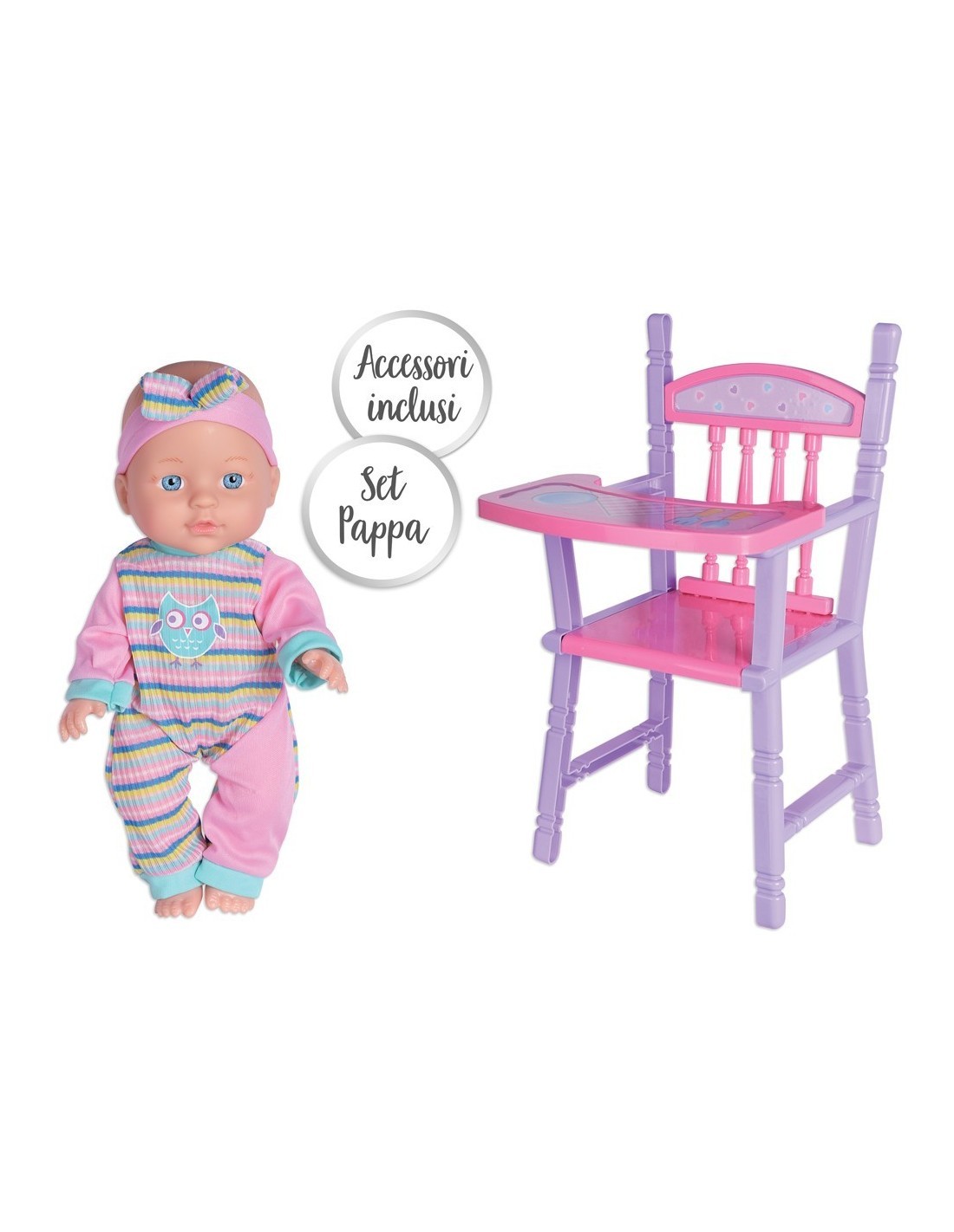 BABY TEO - BAMBOLA BEBE' CON SEGGIOLONE ED ACCESSORI
