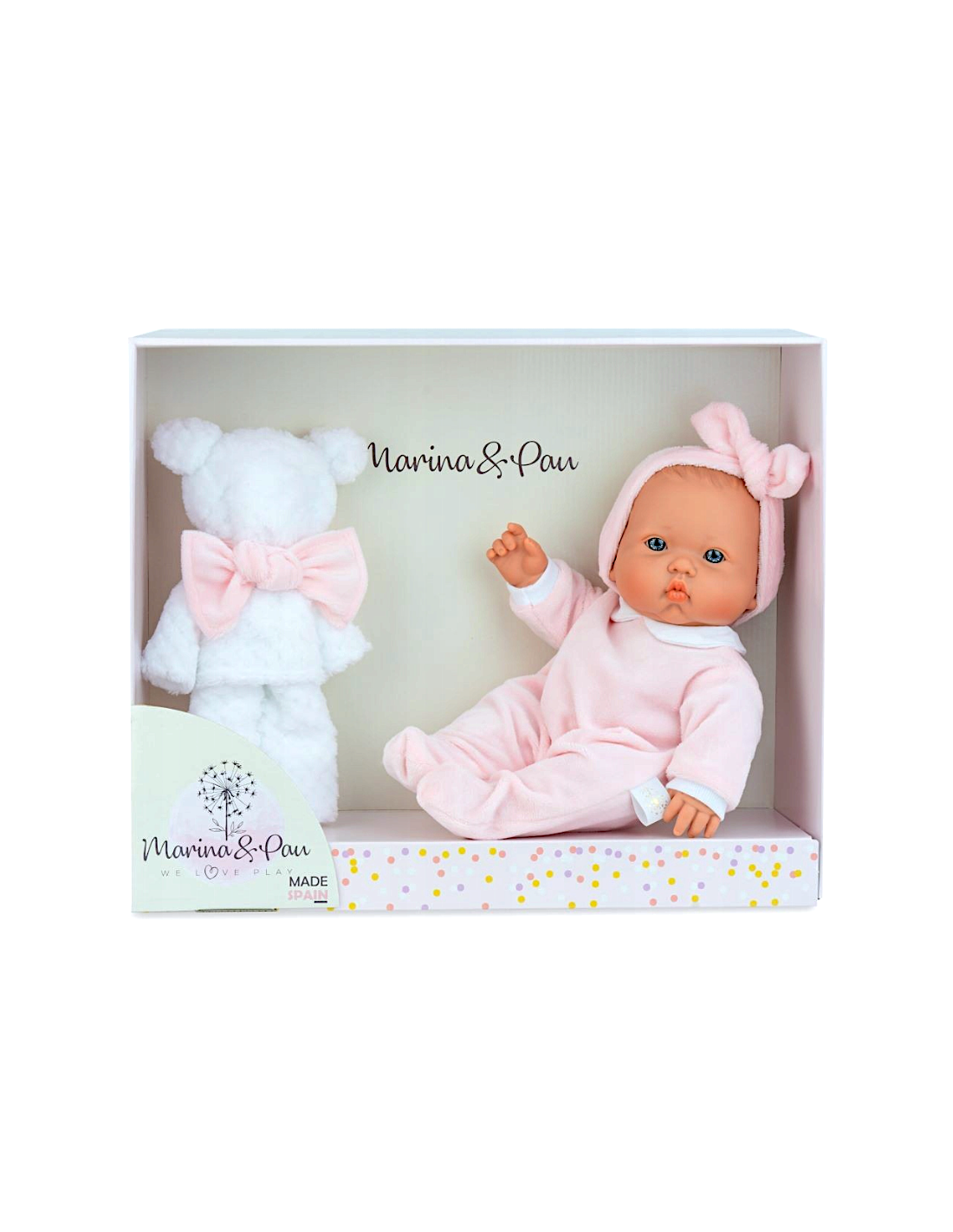 BAMBOLA REBORN BETTY TEDDY BLANKET CON TUTINA ROSA, ORSETTO COPERTINA