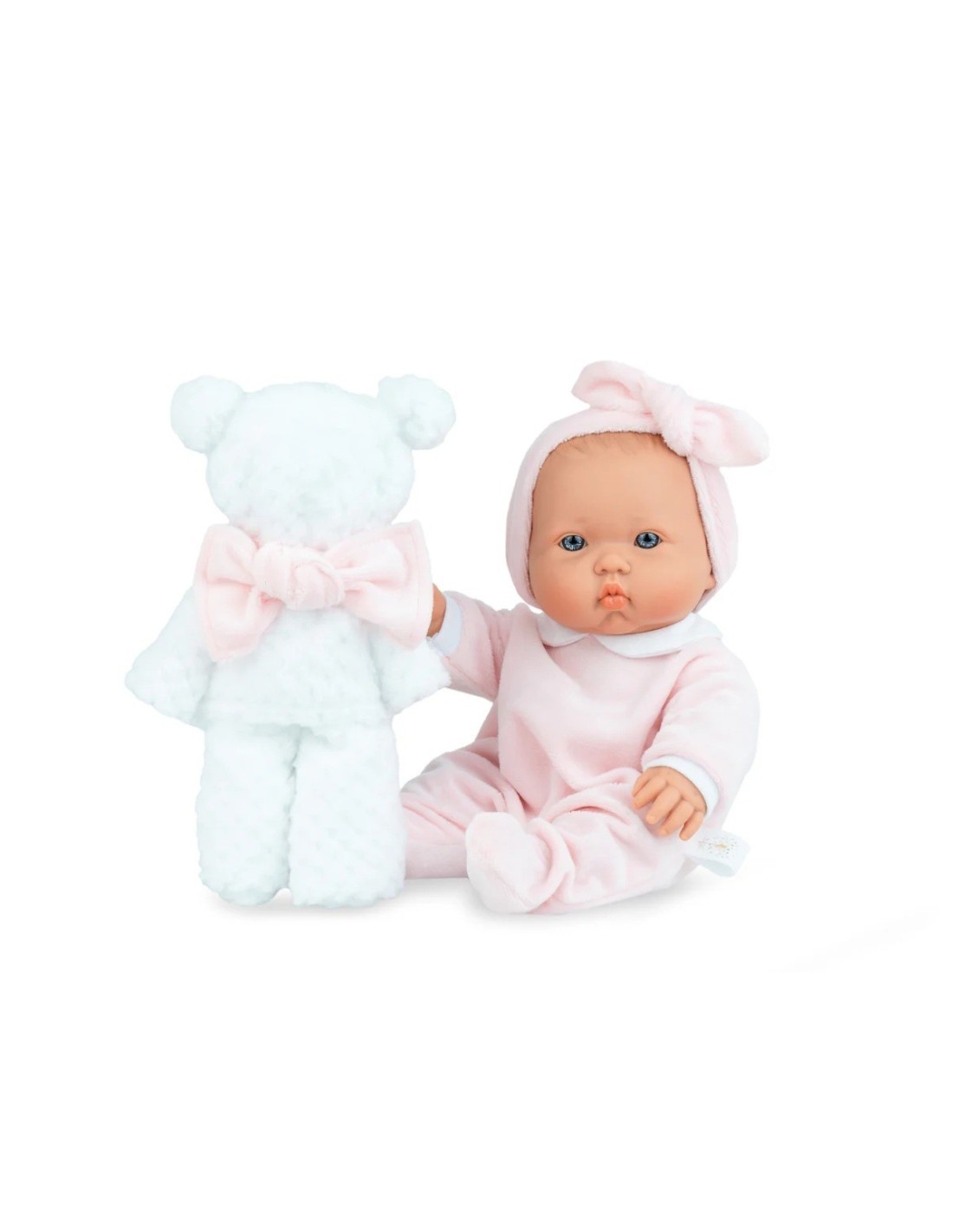 BAMBOLA REBORN BETTY TEDDY BLANKET CON TUTINA ROSA, ORSETTO COPERTINA