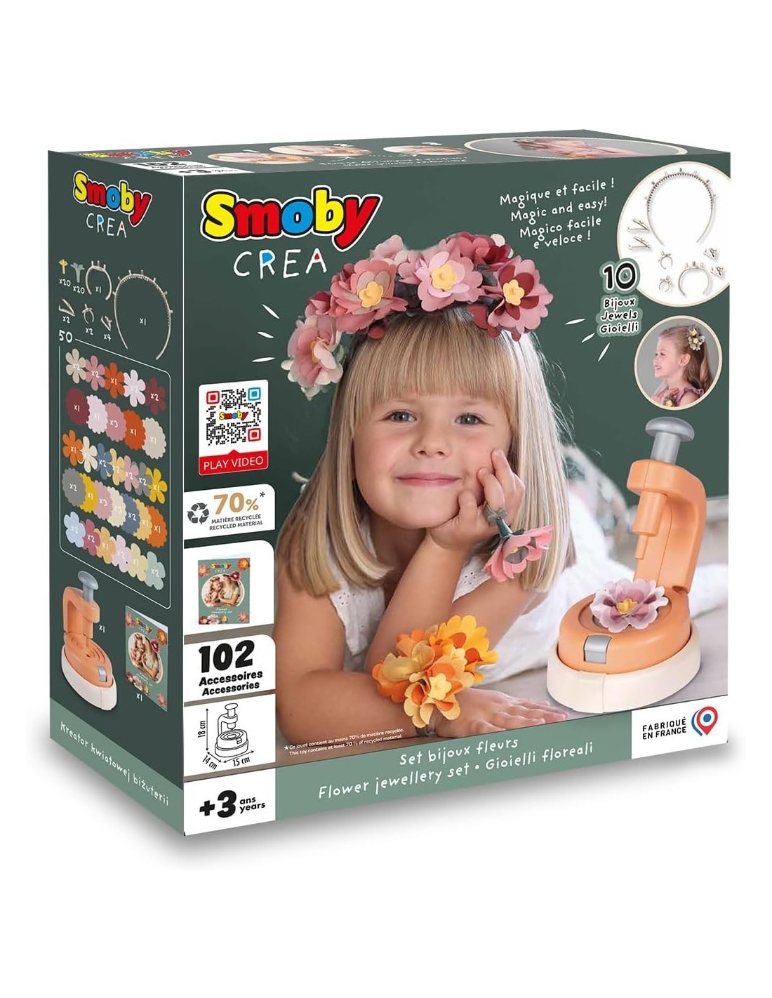 SMOBY, CREA SET GIOIELLI, A FORMA DI FIORE, ATTIVITÀ DI BRICOLAGE, CREAZIONE GIOIELLI, BAMBINI