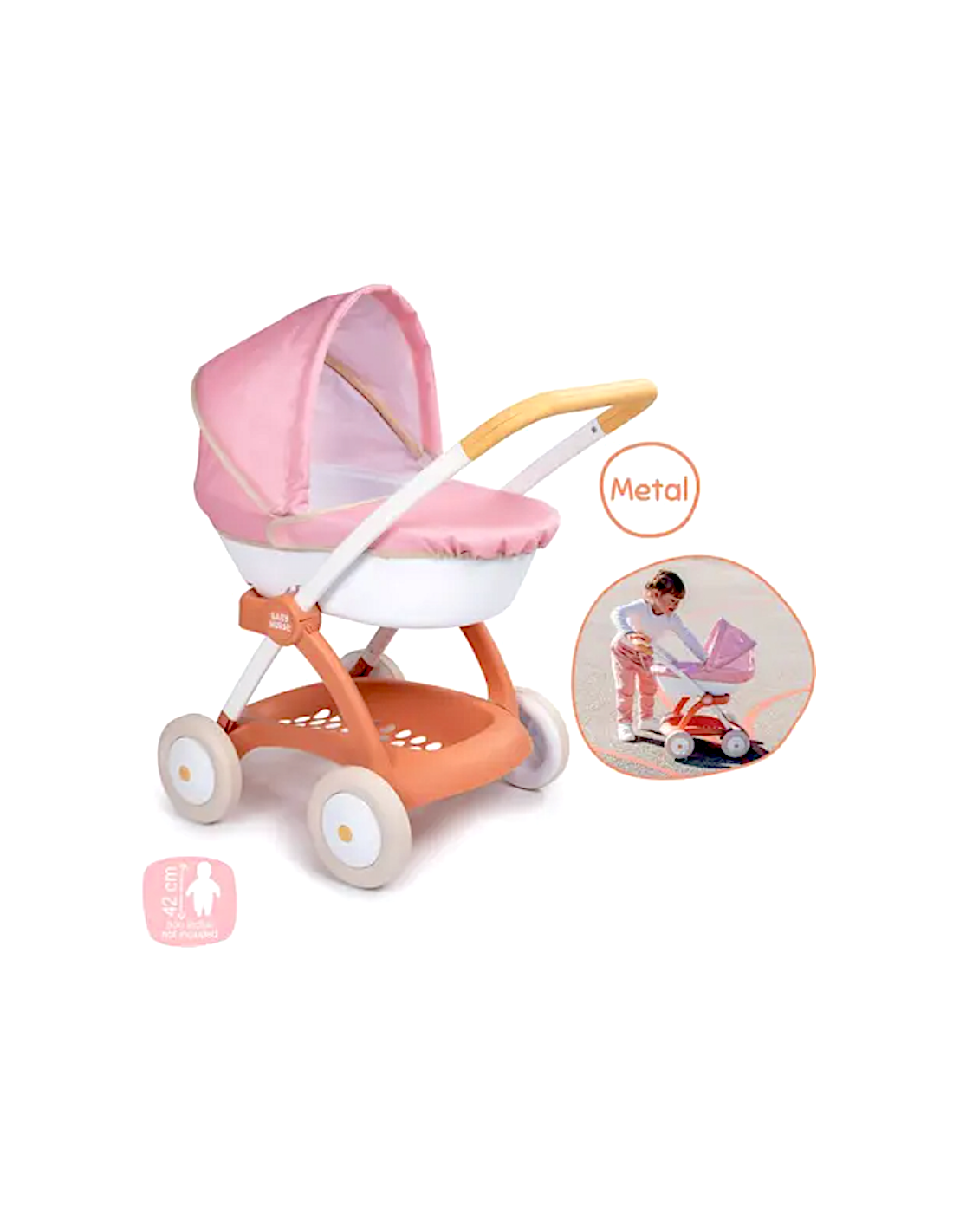 SMOBY, PASSEGGINO BABY NURSE, GIOCATTOLO BAMBINI, PER BAMBOLA, GIOCO DI RUOLO 18+ MESI