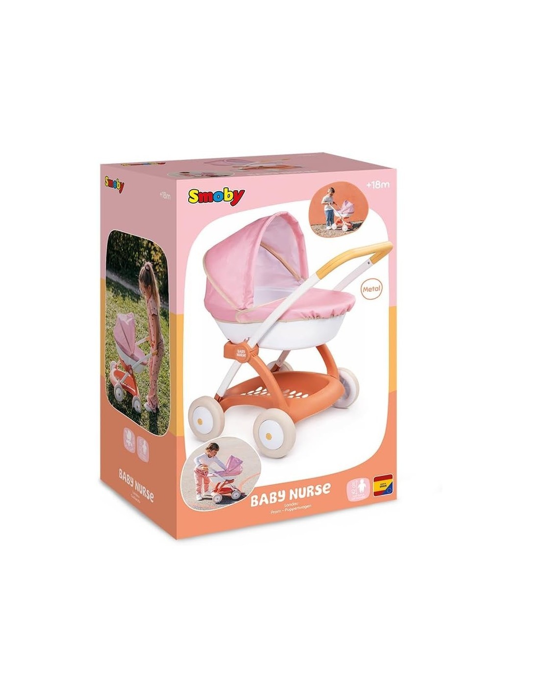 SMOBY, PASSEGGINO BABY NURSE, GIOCATTOLO BAMBINI, PER BAMBOLA, GIOCO DI RUOLO 18+ MESI