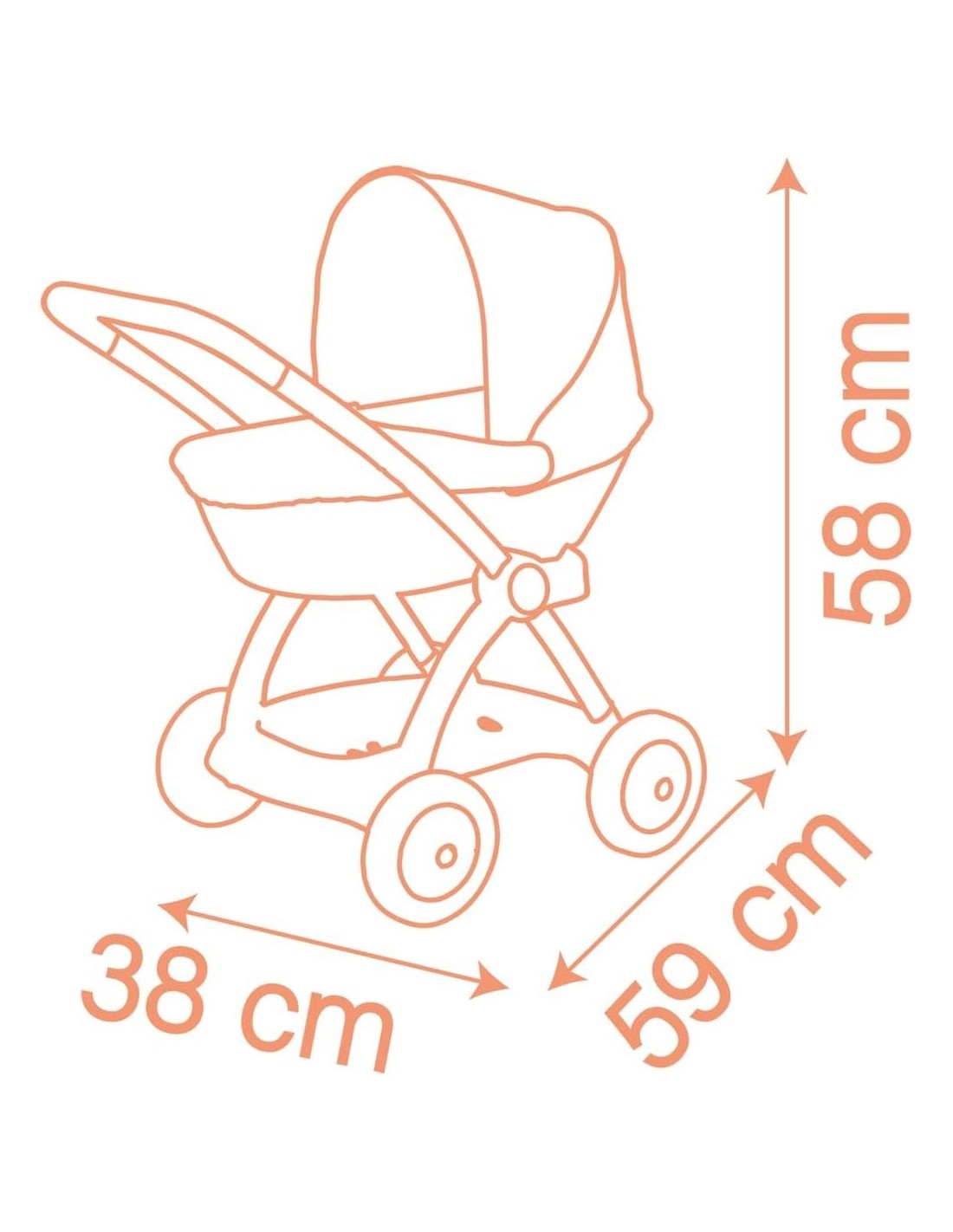 SMOBY, PASSEGGINO BABY NURSE, GIOCATTOLO BAMBINI, PER BAMBOLA, GIOCO DI RUOLO 18+ MESI