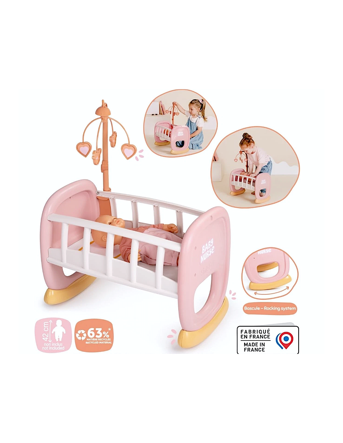 SMOBY, CULLA PER NEONATI BABY NURSE, GIOCATTOLO, LETTINO BIMBI, GIOCO 18+ MESI