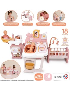 SMOBY, BABY NURSE CASETTA GRANDE PER NEONATI, 3 AREE GIOCO, 19 ACCESSORI, PIEGHEVOLE, TRASPORTABILE, GIOCO 3+