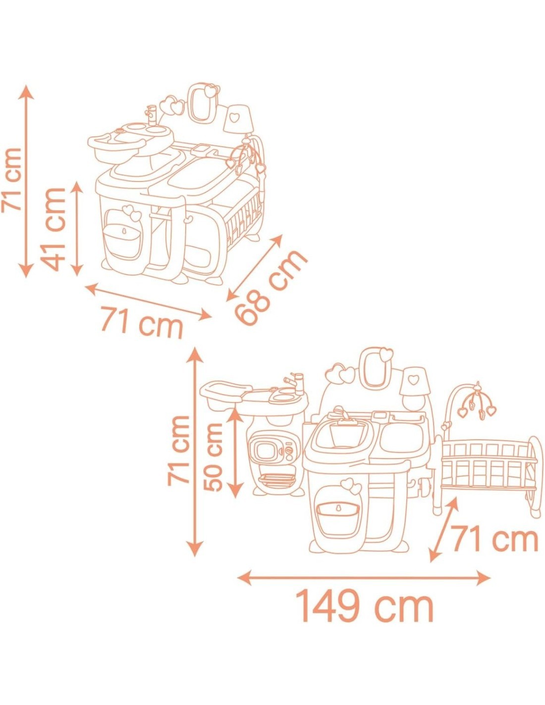 SMOBY, BABY NURSE CASETTA GRANDE PER NEONATI, 3 AREE GIOCO, 19 ACCESSORI, PIEGHEVOLE, TRASPORTABILE, GIOCO 3+