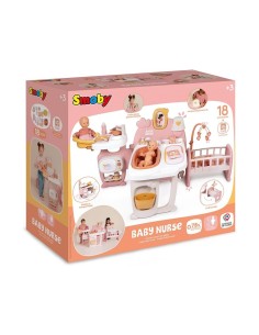 SMOBY, BABY NURSE CASETTA GRANDE PER NEONATI, 3 AREE GIOCO, 19 ACCESSORI, PIEGHEVOLE, TRASPORTABILE, GIOCO 3+