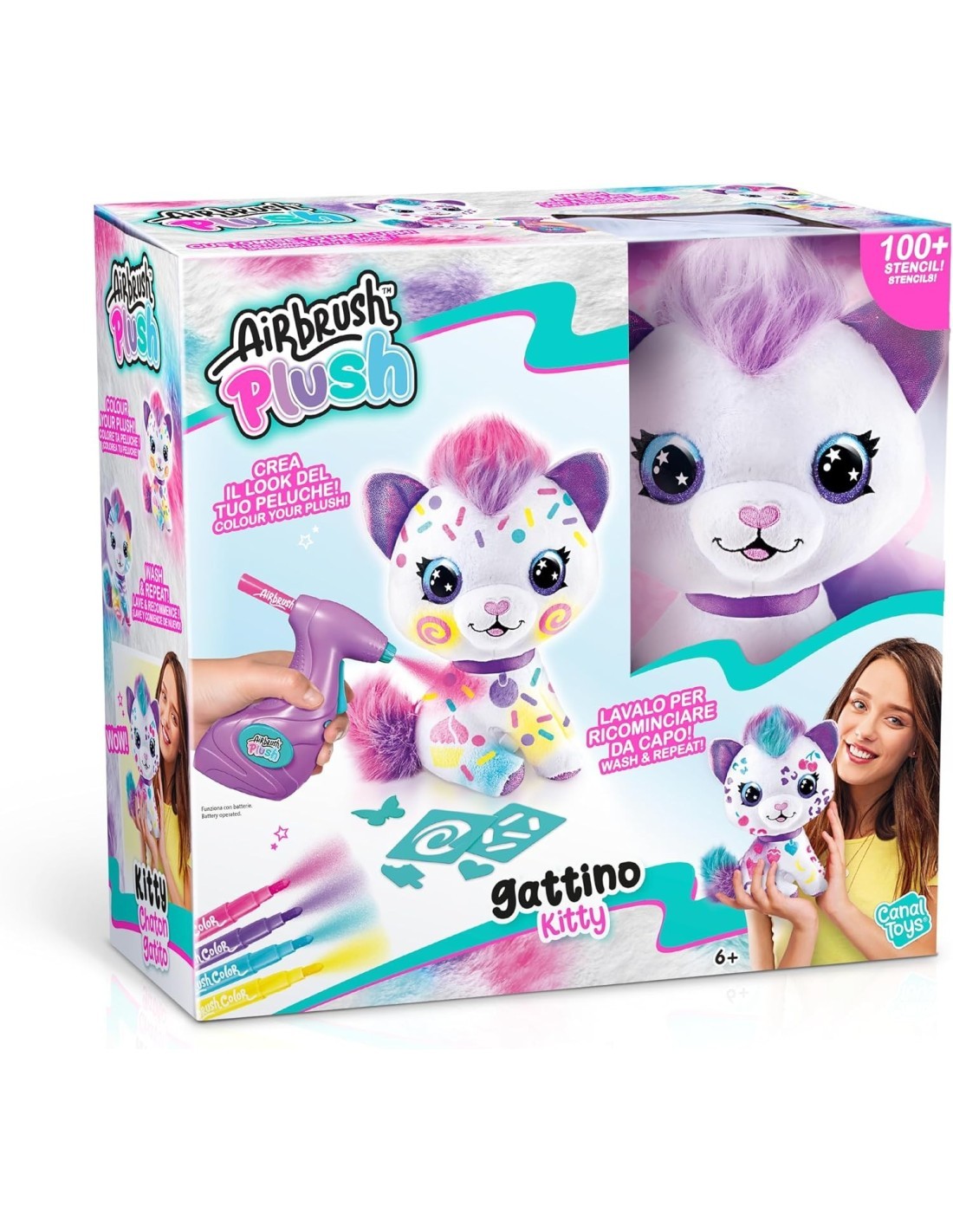 AIRBLUSH PLUSH 20289584 GATTINO KITTY, MORBIDO PELUCHE PER RAGAZZI