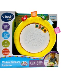 VTECH MAGICO TAMBURO LUMINOSO, GIOCO BAMBINI BILINGUE, 4 MODALITÀ, EFFETTI LUMINOSI, 6-36 MESI