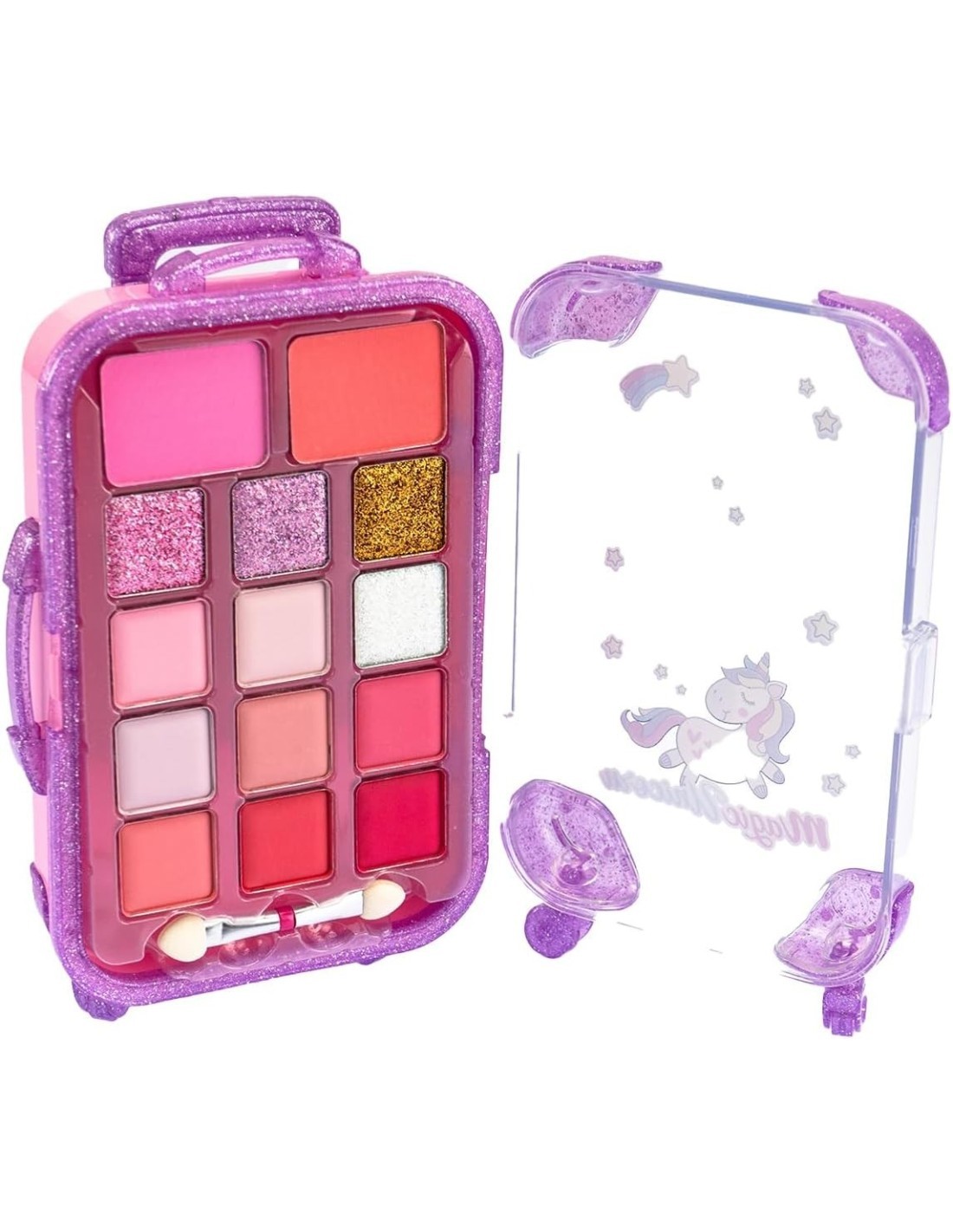 MAGIC UNICORN, TROLLEY MAKE UP, COFANETTO TRUCCHI, GLITTERATO, 9,5X17X5 CM, GIOCATTOLO PER BAMBINI, 6+ ANNI, ASSORTITO