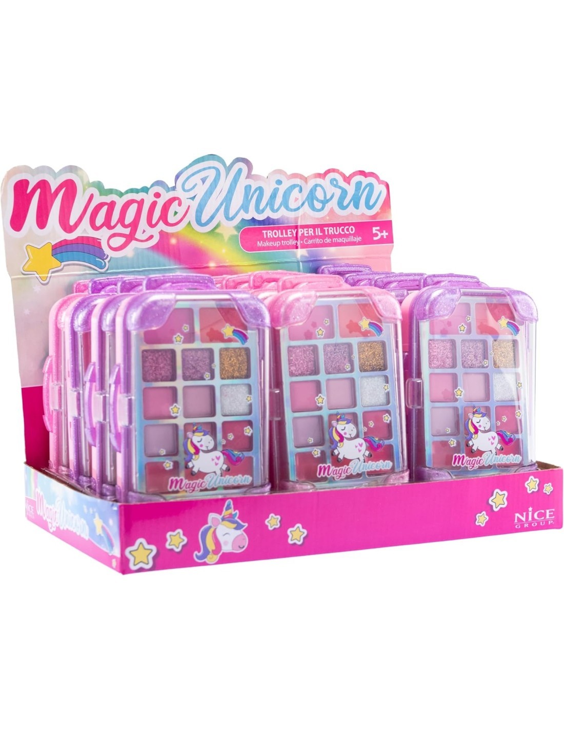 MAGIC UNICORN, TROLLEY MAKE UP, COFANETTO TRUCCHI, GLITTERATO, 9,5X17X5 CM, GIOCATTOLO PER BAMBINI, 6+ ANNI, ASSORTITO