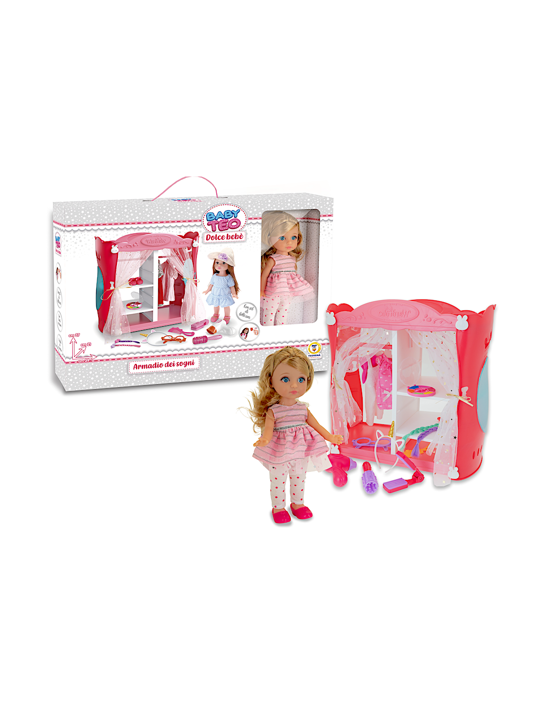 BAMBOLA CON ARMADIO E ACCESSORI-BABY TEO -