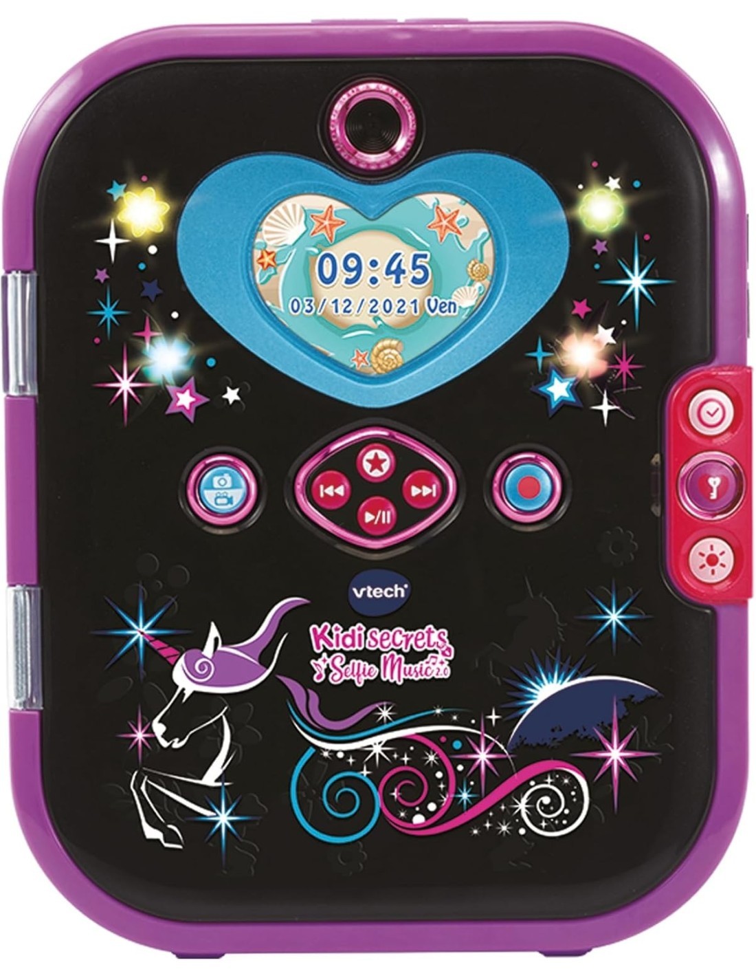 KIDISECRETS SELFIE MUSIC 2.0 BLACK, DIARIO SEGRETO INTERATTIVO, DOPPIA FOTOCAMERA E MP3, 6+ ANNI