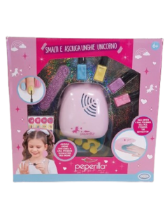 PEPERILLA SMALTI E ASCIUGA UNGHIE UNICORNO, SET GIOCO BEAUTY, ACCESSORIO BAMBINA, GIOCO CREATIVO 3+ ANNI