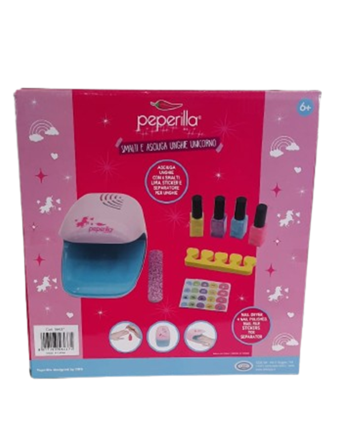 PEPERILLA SMALTI E ASCIUGA UNGHIE UNICORNO, SET GIOCO BEAUTY, ACCESSORIO BAMBINA, GIOCO CREATIVO 3+ ANNI