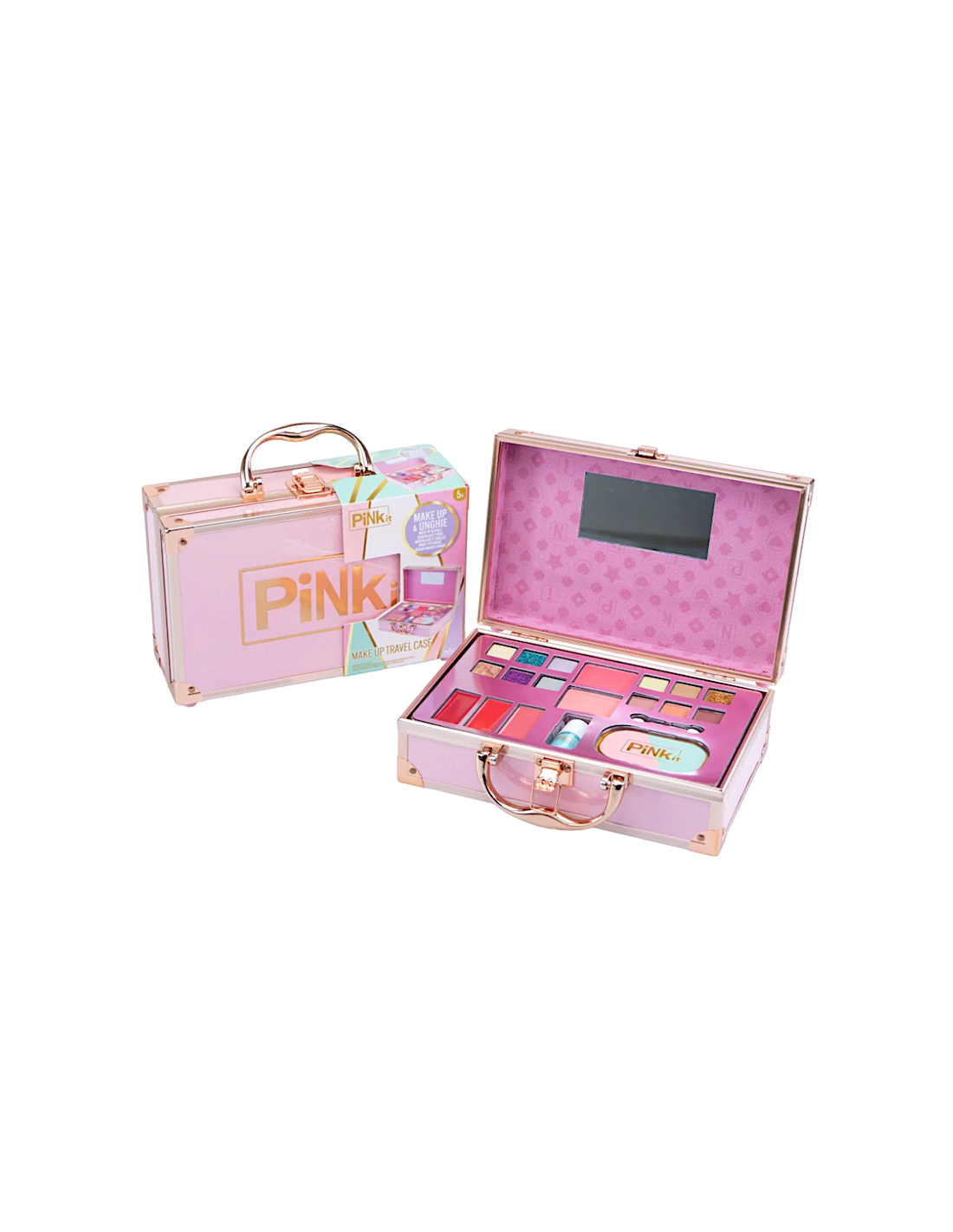 PINKIT Make Up Travel Case – Valigetta Trucco Bambina con Specchio e Accessori