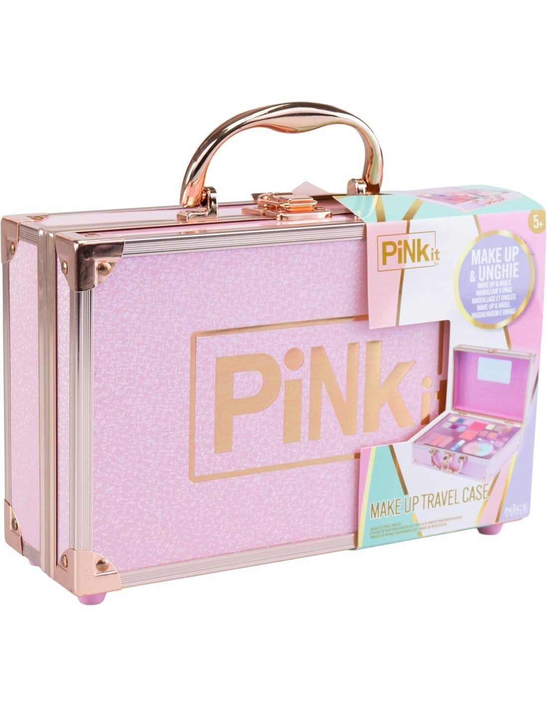 PINKIT Make Up Travel Case – Valigetta Trucco Bambina con Specchio e Accessori