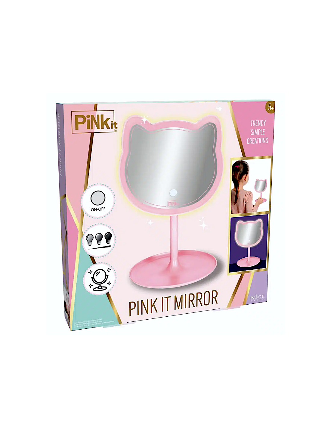PINKIT Mirror – Specchio da Trucco a Forma di Gatto con Luce LED