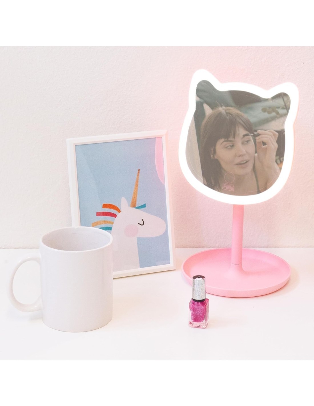 PINKIT Mirror – Specchio da Trucco a Forma di Gatto con Luce LED