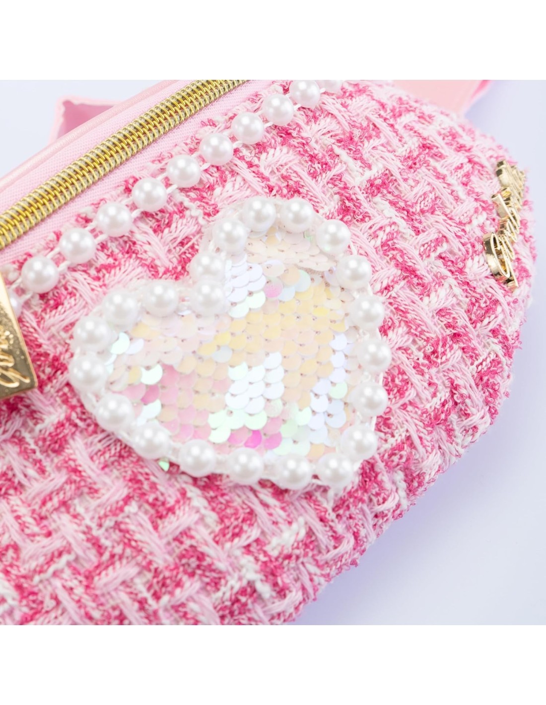 Girabrilla – Marsupio Tweed con Cuore in Paillettes Reversibili Assortiti