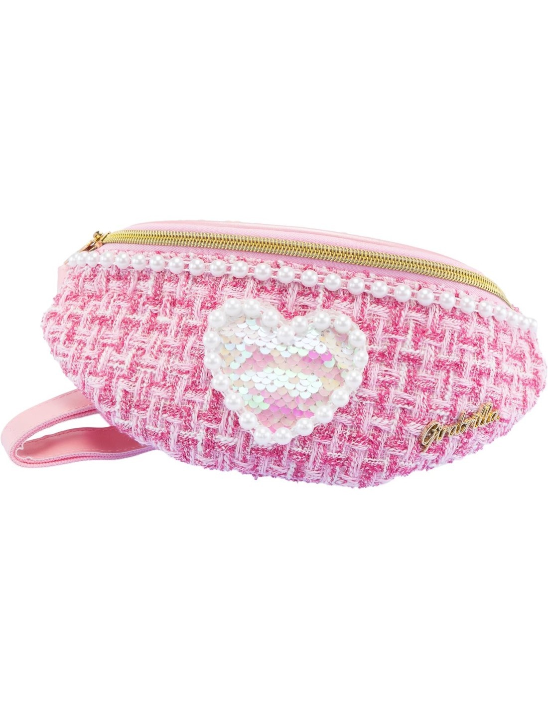 Girabrilla – Marsupio Tweed con Cuore in Paillettes Reversibili Assortiti