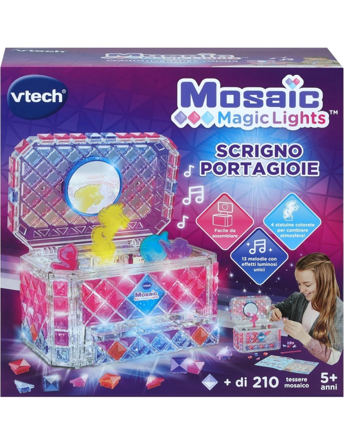 SCRIGNO PORTAGIOIE MOSAIC MAGIC LIGHTS, PERSONALIZZABILE CON 200 TESSERE MOSAICO