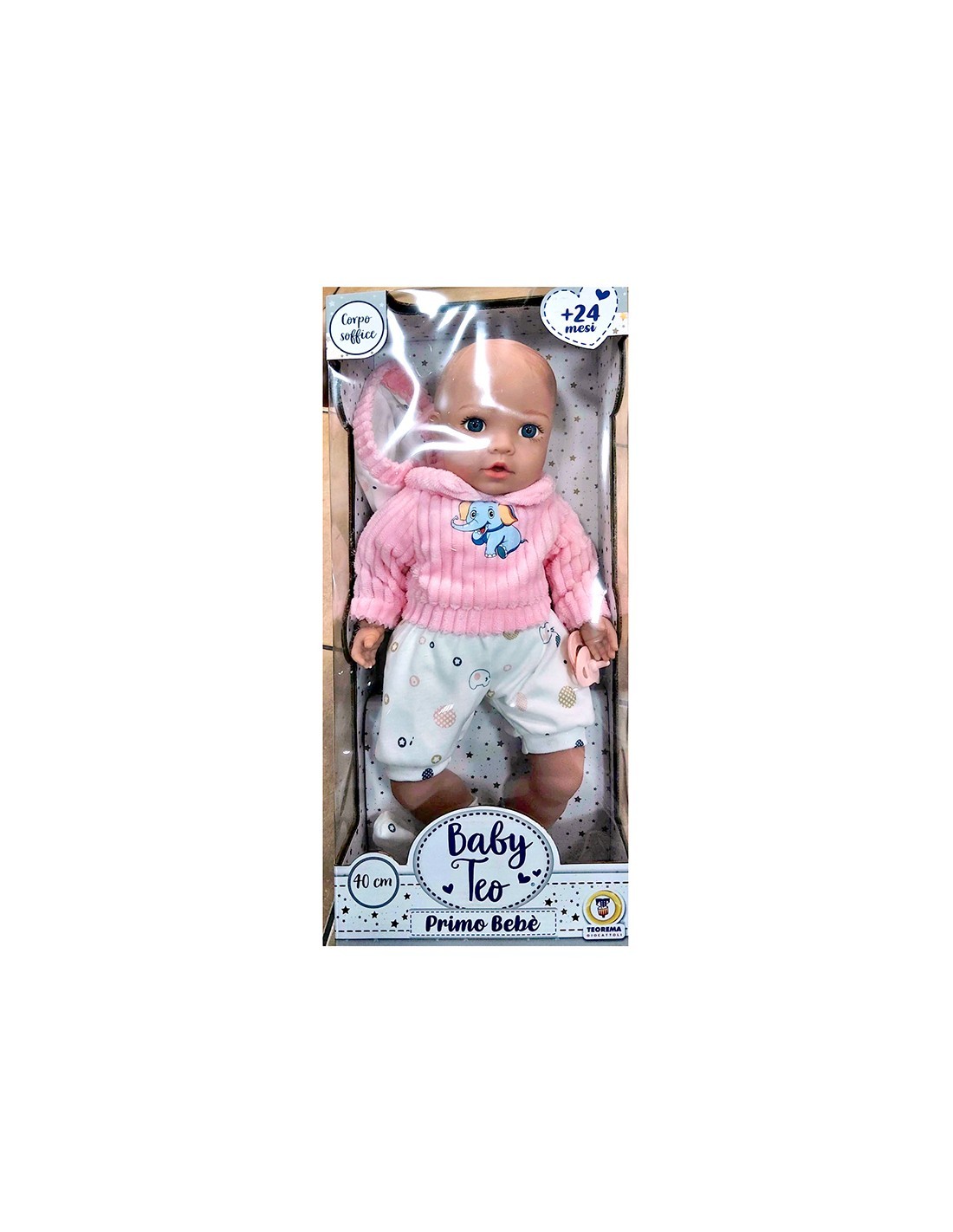 BABY TEO - NEOBORN NEONATO ROSA 40CM CON ACCESSORI