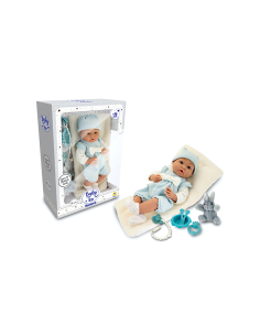 BABY TEO - NEOBORN NEONATO AZZURRO 40CM CON ACCESSORI