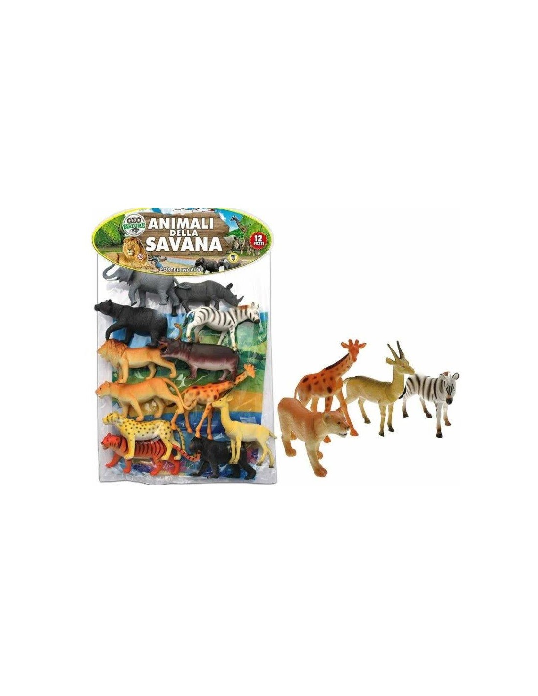 GEO NATURE 70305 CONF 12 ANIMALI SAVANA CON POSTER su TreG Ingrosso