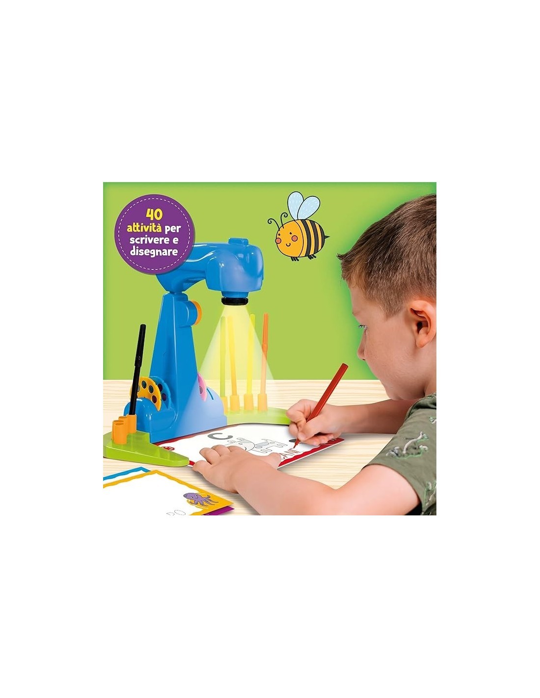 Carotina Proiettore Scuola di Lettura e Scrittura, Proiettore Didattico, Scrittura e Disegno, Lavagna Scrivi e Cancella-Lisciani