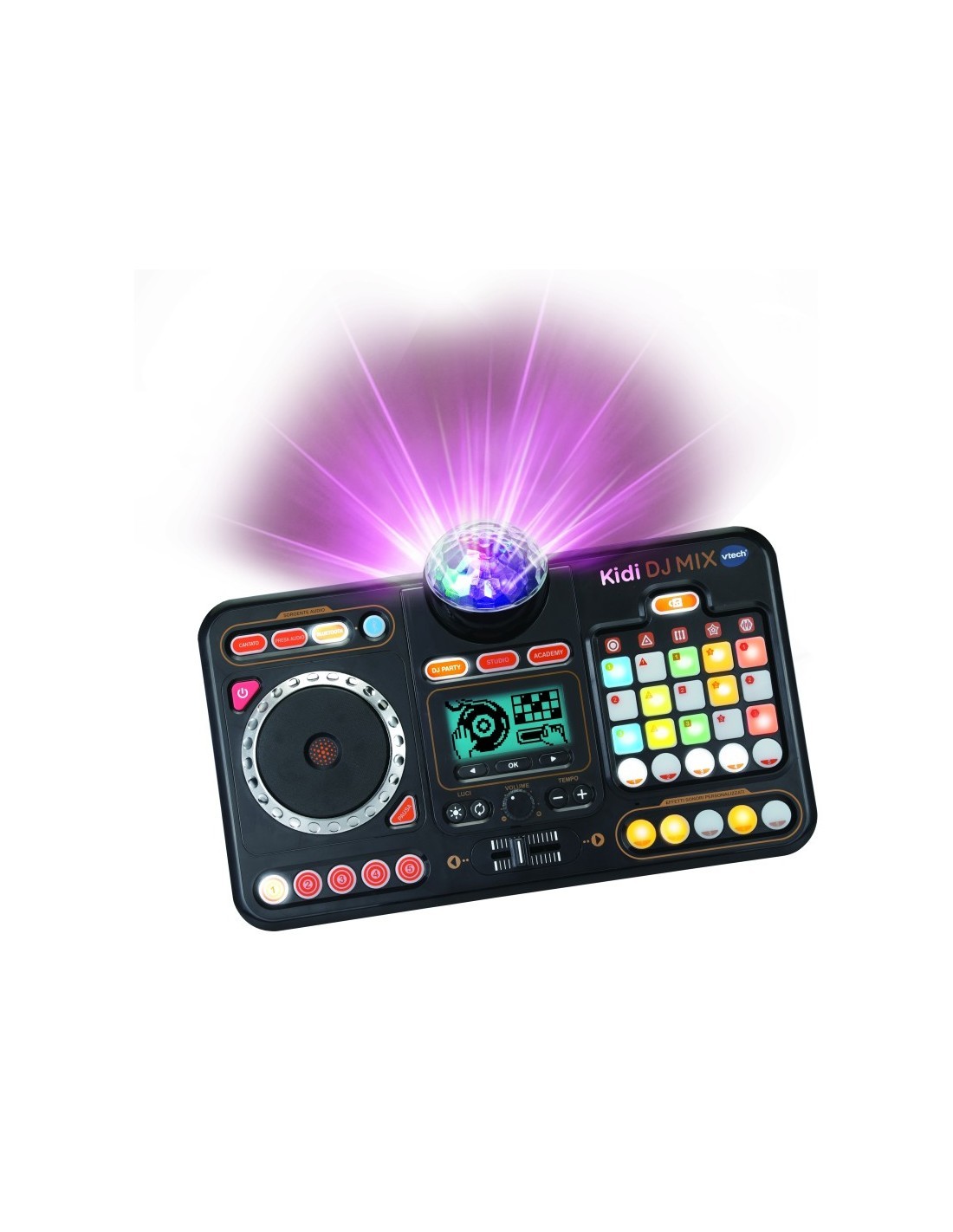 Mixer DJ 80 Kidistar, Console DJ con Luci, Microfono Incorporato, Bluetooth, 15 Tasti Luminosi, 15 Mix Inclusi