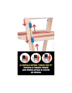 Montessori Lavagnona Legno Cresce con Te, kit lettere magnetiche, gessi, penna scrivi e cancella, Età 3+