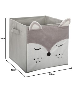 Contenitore per bambini Volpe Atmosphera Velluto Grigio 29x29 cm 2