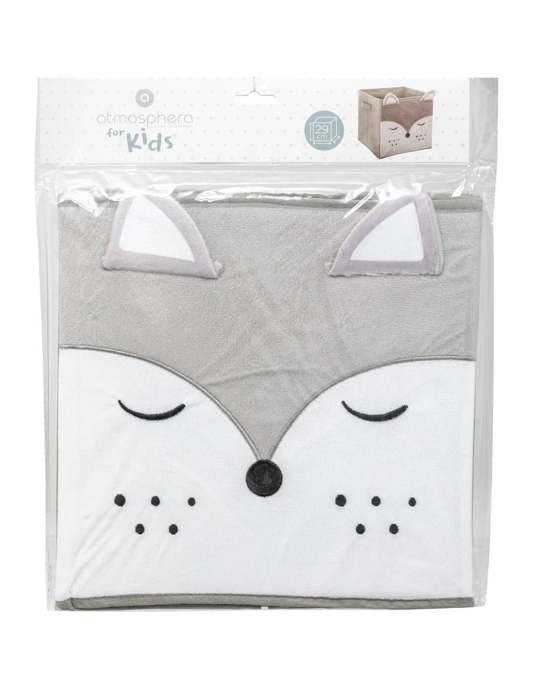 Contenitore per bambini Volpe Atmosphera Velluto Grigio 29x29 cm