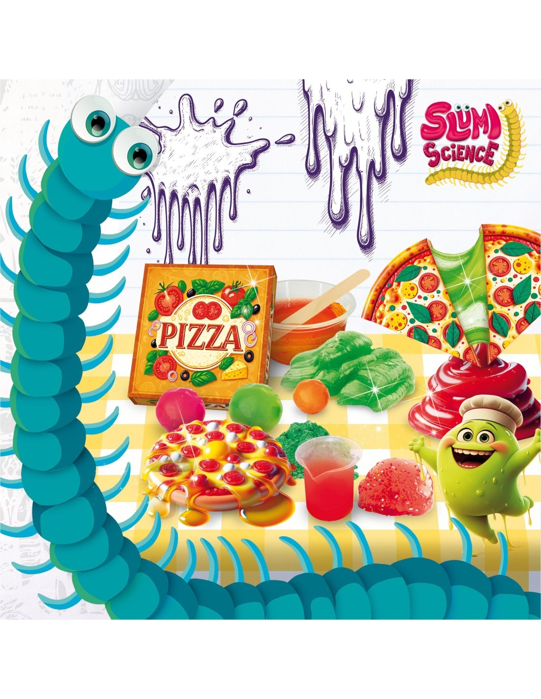 SLUMI SCIENCE, PIZZA E SLIME, KIT CREATIVO, IMPASTI VISCIDI, ACCESSORI E DECORAZIONI