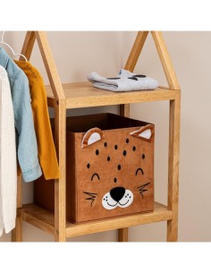 Contenitore per bambini Leopardo Atmosphera Velluto Beige 29x29 cm