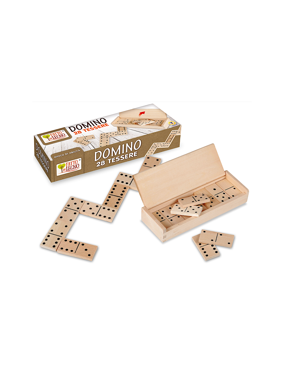DOMINO IN LEGNO 28 TESSERE- FATTO DI LEGNO -