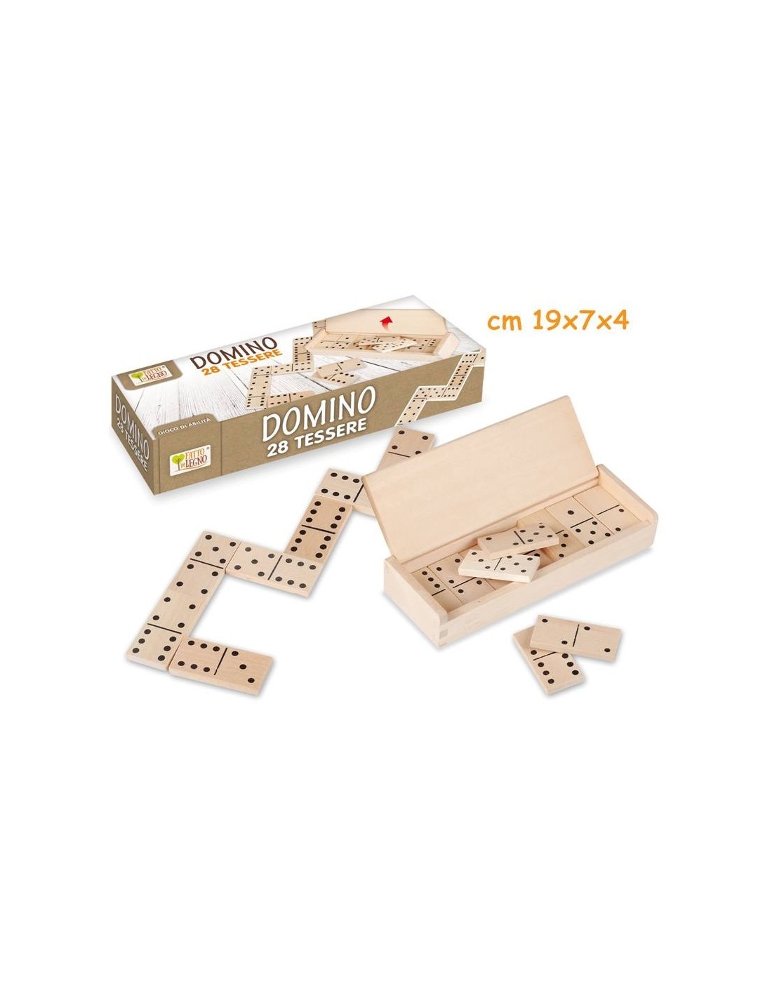 DOMINO IN LEGNO 28 TESSERE- FATTO DI LEGNO -
