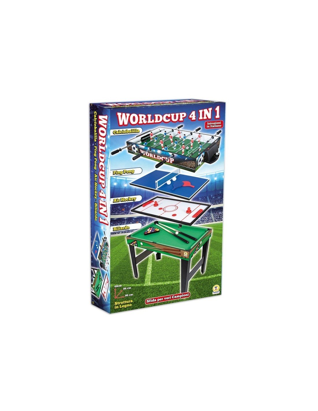 TAVOLO DA GIOCO 4 IN 1 CALCETTO PINGPONG  BILIARDO E HOCKEY CM 96X86X68