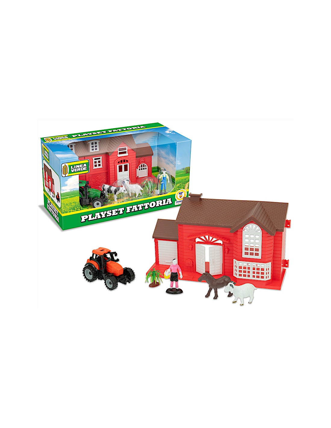 LINEA VERDE - PLAYSET FATTORIA CON TRATTORE E ACCESSORI, GIOCO PER BAMBINI