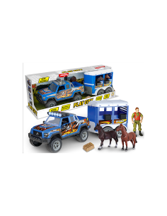 PLAY CITY - PLAYSET TRASPORTO CAVALLI LUCI E SUONI, GIOCO PER BAMBINI, VEICOLO CON ACCESSORI