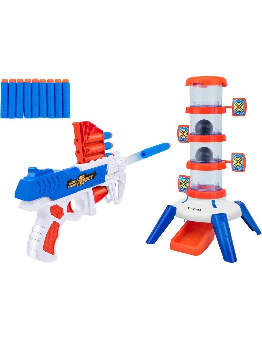 PISTOLA CON BERSAGLIO E PROIETTILI DI GOMMA SOFFICI  GIOCO BAMBINI, GLOBO WTOY 41653