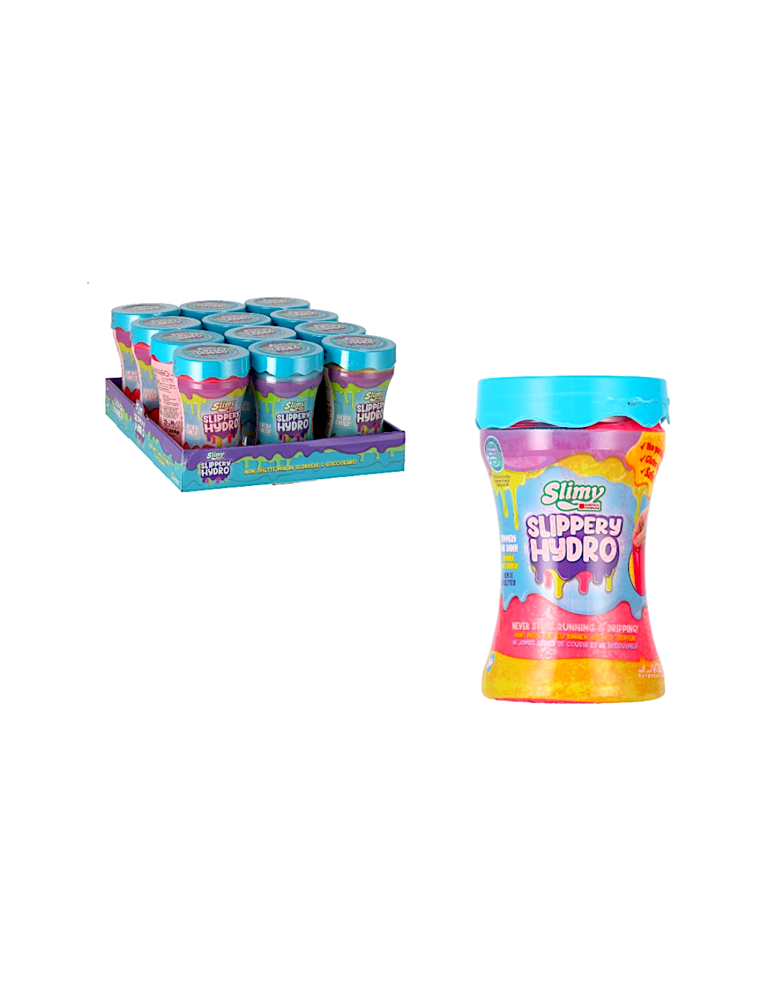 SLIMY 42607 SLIPPERY HYDRO 300GR ASSORTITO, SLIME SENSORIALE DIVERTENTE