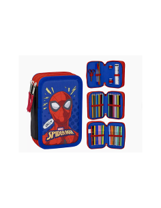 ASTUCCIO SPIDERMAN CON COLORI INCLUSI, MULTISCOMPARTI, 3 ZIP 2700001257