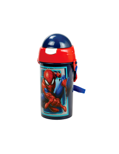 BORRACCIA, ALLUMINIO, BAMBINI, CON CANNUCCIA, CON MANICO, SCUOLA, SPORT, PASSEGGIATE, SPIDERMAN, 500ML