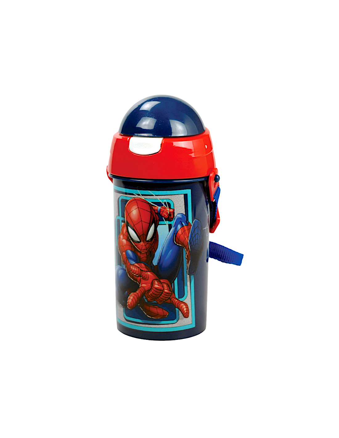 BORRACCIA, ALLUMINIO, BAMBINI, CON CANNUCCIA, CON MANICO, SCUOLA, SPORT, PASSEGGIATE, SPIDERMAN, 500ML