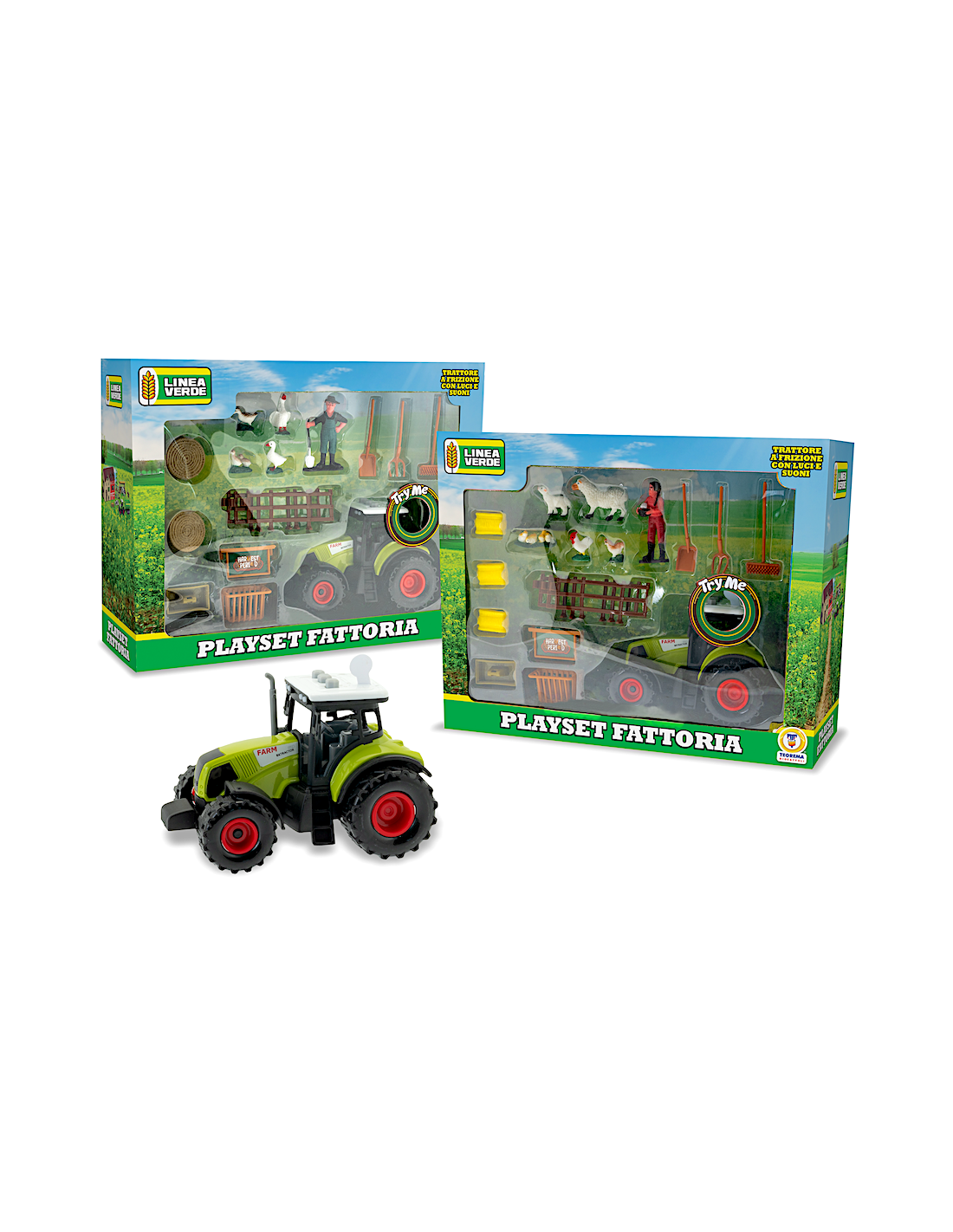 LINEA VERDE - PLAYSET FATTORIA 19PZ CON TRATTORE 2 MODELLI ASSORTITO GIOCO RAGAZZI