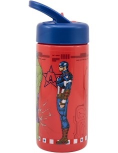 BORRACCIA IN PP 420ML CON CANNUCCIA AVENGERS 17, 8X7, 4 CM PER SCUOLA, BAMBINI
