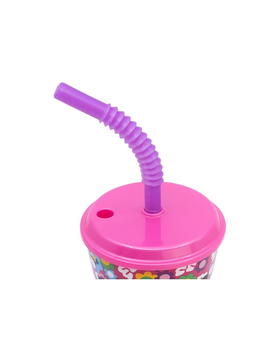 BICCHIERE 430ML MINNIE IN PLASTICA ROSA CON CANNUCCIA E COPERCHIO, PER BAMBINI